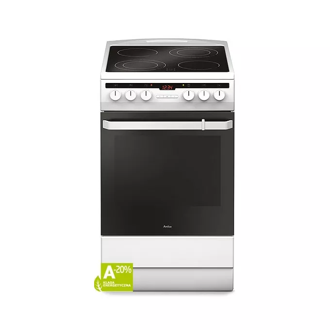 Κουζίνα Amica 58CE3.315HTaQW 65lt Α με Κεραμικές Εστίες Π50εκ Λευκή