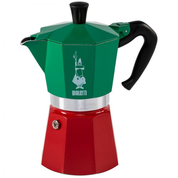 Μπρίκι Espresso Bialetti 0005323 Moka Express Tricolore 0,24lt 6cups Πράσινο,Κόκκινο, Λευκό