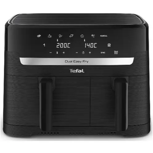 Φριτέζα Αέρος Tefal EY 901 N Dual Easy Fry Essential 2700W με Διπλό Αποσπώμενο Κάδο 8.3lt Μαύρο