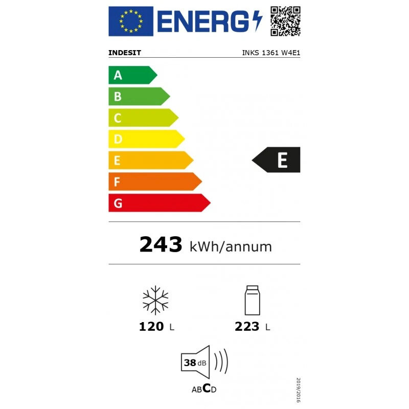 Ψυγειοκαταψύκτης Indesit INKS 1361 W4E1 343lt, E (Υ185,2xΠ59,5xΒ67εκ) Λευκός - Image 2