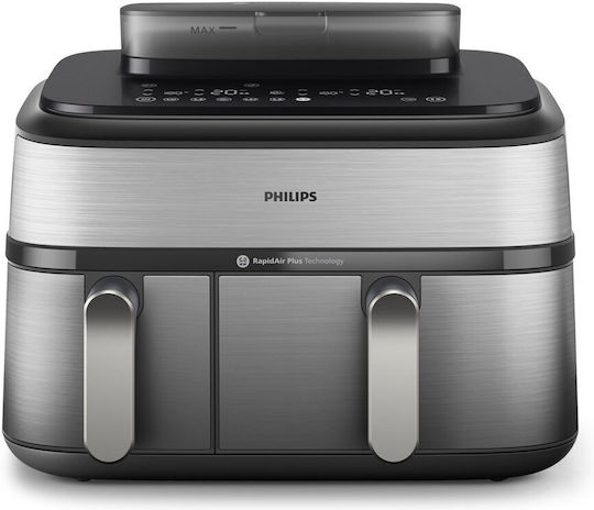 Philips Air Fryer με Διπλό Αποσπώμενο Κάδο 9lt Ασημί NA555/00