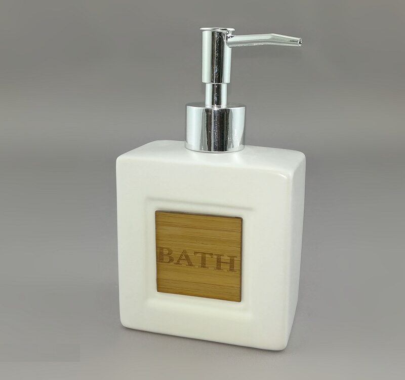 Ντισπένσερ 'Bath' Λευκό Κεραμικό/Μπαμπού