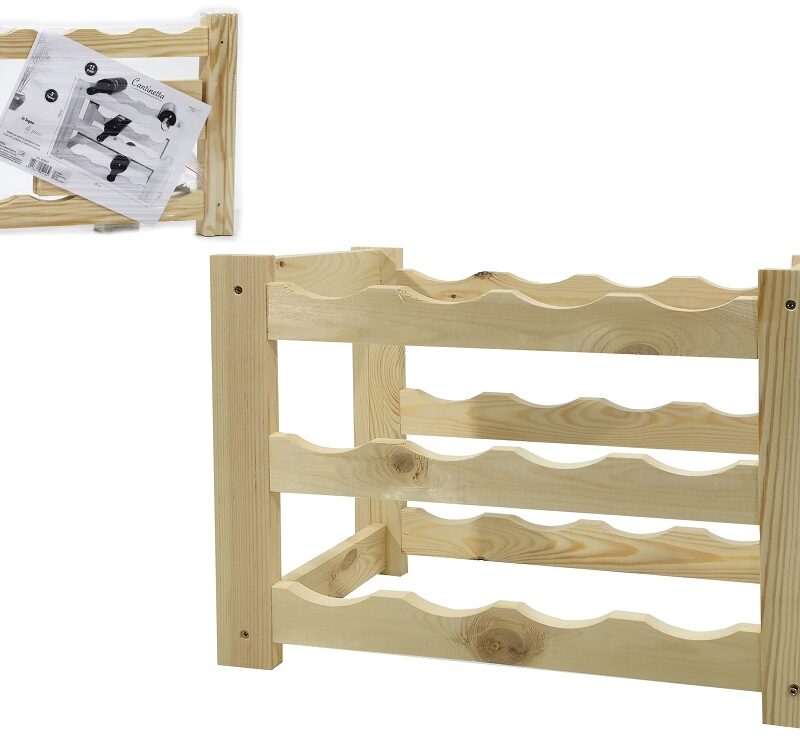 Μπουκαλοθήκη 12 Θέσεων Φυσικό Ξύλο 49x23x36cm